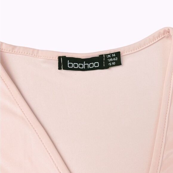 Boohoo Slinky Peach Bodysuit 10 - Picture 5 of 7